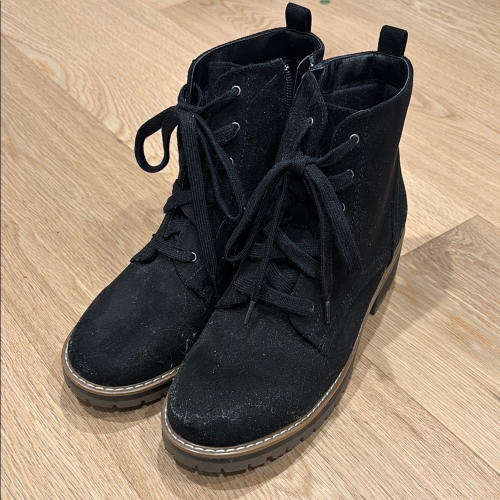 Black Lace-Up Ankle Boots